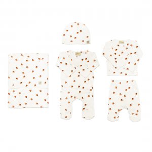 Yenidoğan Desenli Organik Pamuk Hastane Çıkışı 5li Set